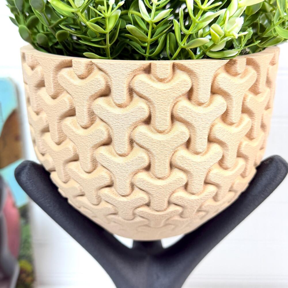 Triova Cachepot, Indoor Tabletop Planter Pot, No Drainage Holes, Elevated Design - Picture 2 of 13